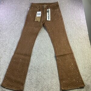Watson Denim Womens Brown Rhinestone Flare Jeans Size 28 NWT